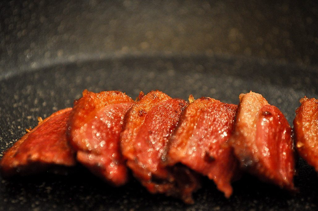 Sliced duck bacon, pancetta style