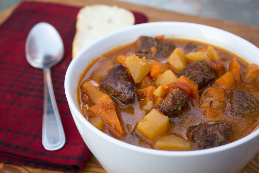 Bowl of smoked beef stew
