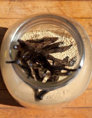 Jar with smoked vanilla beans